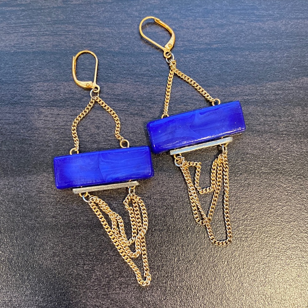 INDIGO CHAIN DROP EARRINGS